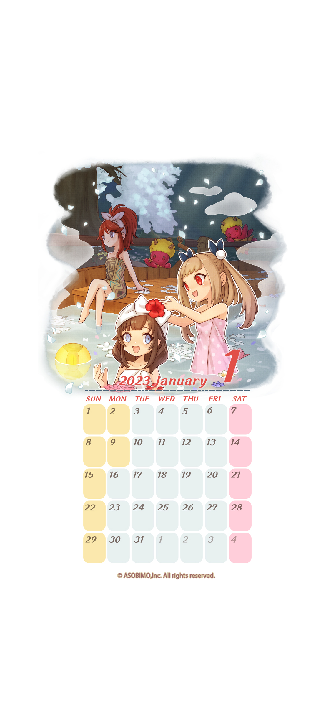 January 2023 Calendar Wallpaper!｜Info｜Alchemia Story Official Website｜For  Android＆iOS＆Windows Create your ideal character! A creative MMORPG!